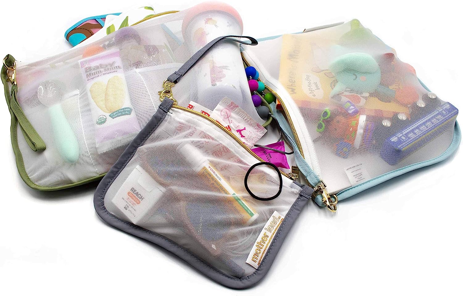 Mother Load - Diaper Bag Organizing Pouches, Small Organizing Bags, 5-Piece Set of Embroidered Diaper Bag Pouches, Vintage Pastels - Image 9